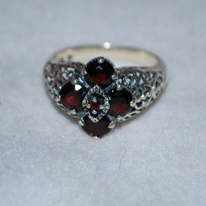 Sterling Silver Garnet Ring - 9 - (MATCHING NECKLACE IN SEPARATE LISTING)